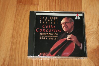 New Sealed CD Cello Concertos Rostropovich Bach Vivaldi Tartini Hugh Wolff