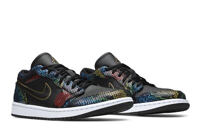 Pre-owned Jordan Air  Air  1 Low 'multi Snakeskin' Cw5580-001 Women's Shoes In Black/metallic Gold/multi/white