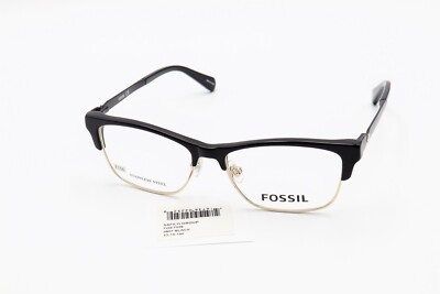FOSSIL FOS 7026 807 Polished Black 52-15-140 Frames Flex Hinges w/Case F156
