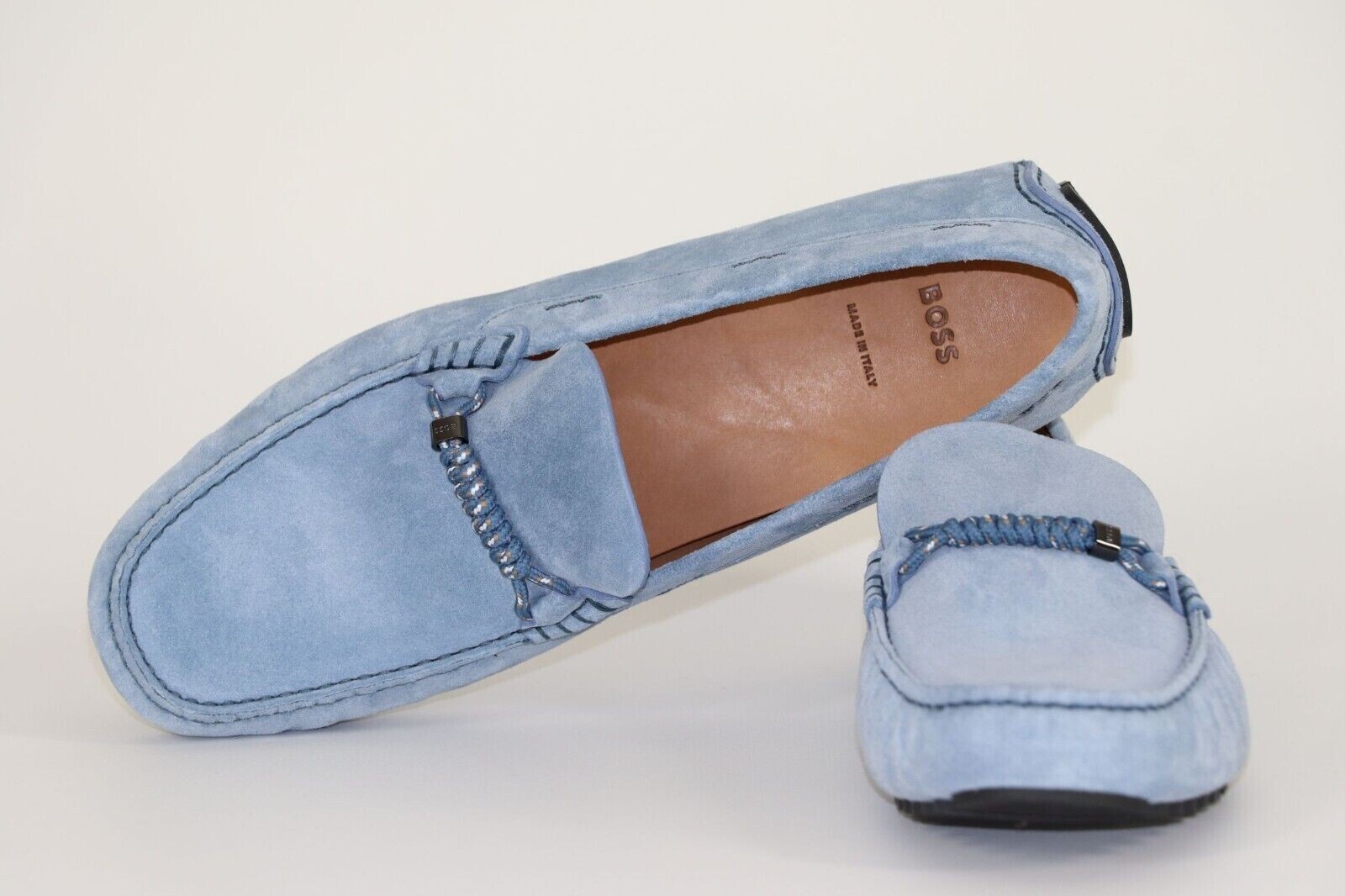 Pre-owned Hugo Boss Mocassins, Mod. Driver_mocc_sdbd, Size 42, Uk 8, Us 9, Made In Italy In Blue