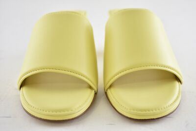 Pre-owned Bottega Veneta Band Lemonade Yellow Leather Sandal Backless Mule Heel Pump 38