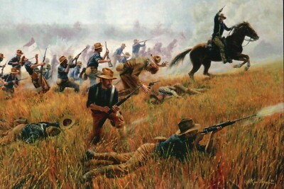 The Rough Riders by Mort Kunstler, Santiago Cuba, Art Military Horse -- Postcard