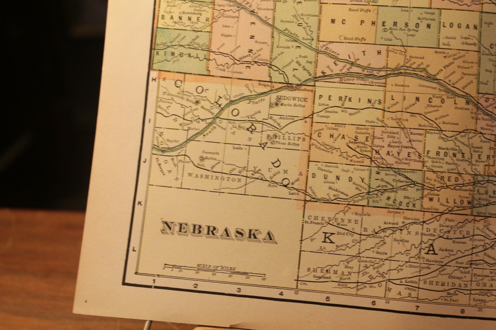 Antique 1895 Map NEBRASKA