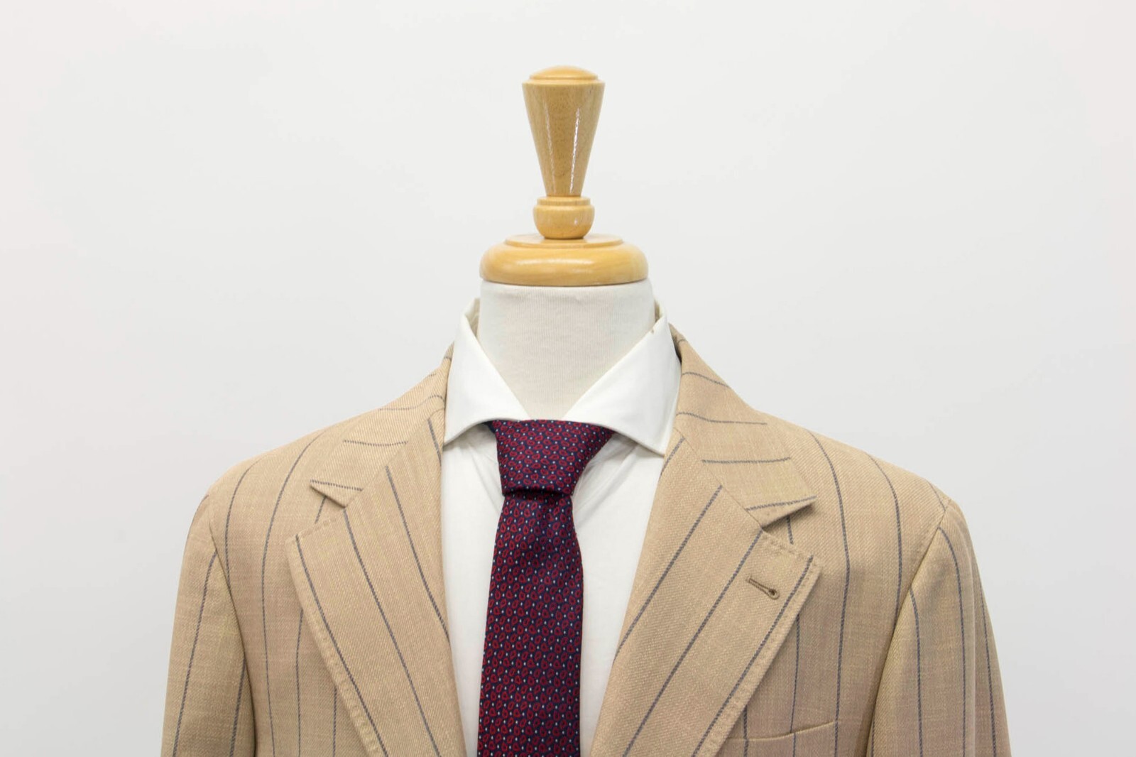 Pre-owned Brunello Cucinelli Nwt$4595  Men's Pinstripe Print Sport Coat W/logo Buttons A248 In Khaki-taupe + Blue Print