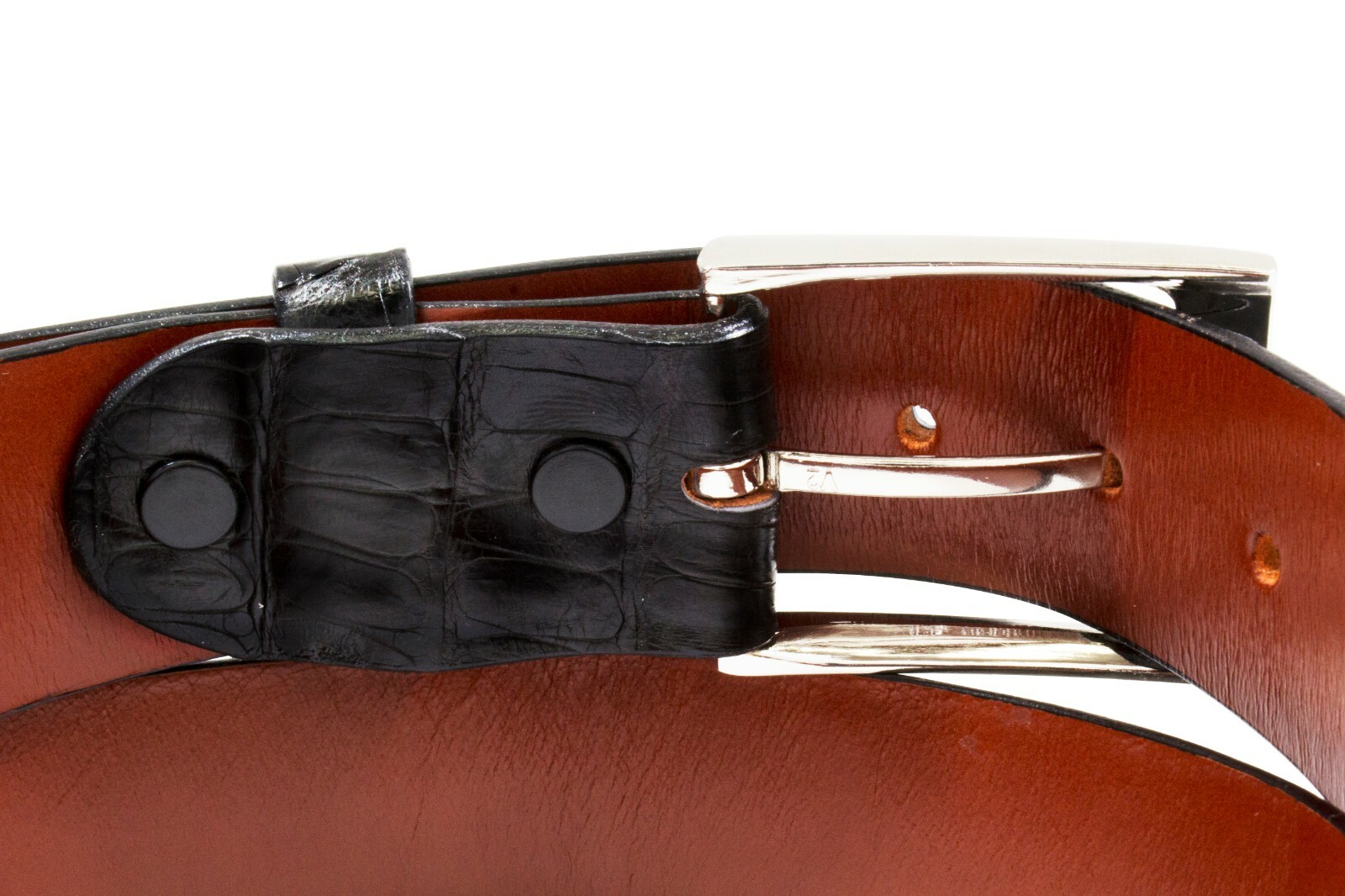 Pre-owned Handmade Authentic Black Alligator Double Tail Leather Belt (made In U.s.a)