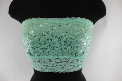 Victorias Secret GREEN MINT SPARKLE BANDEAU Love Pink NEW Tags 2850 Small c2