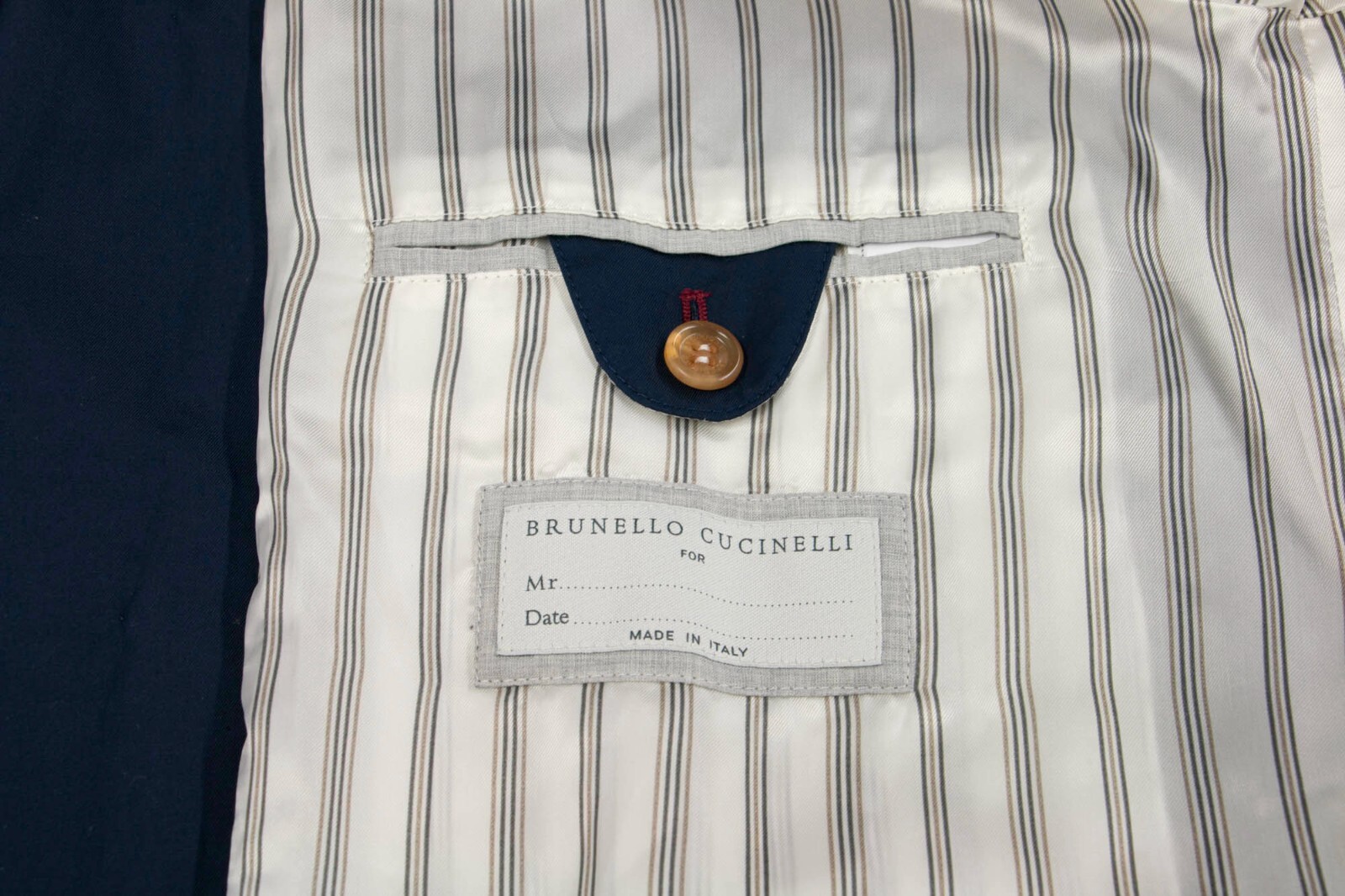 Pre-owned Brunello Cucinelli Nwt$4295  Men Db Trench Coat W/belt+logo Engraved Buttons A248 In Blue