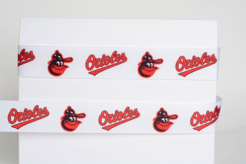 Baltimore Orioles 7/8" Grosgrain Ribbon - 1,3, 5, 10 Yard Baseball Ship From Usa