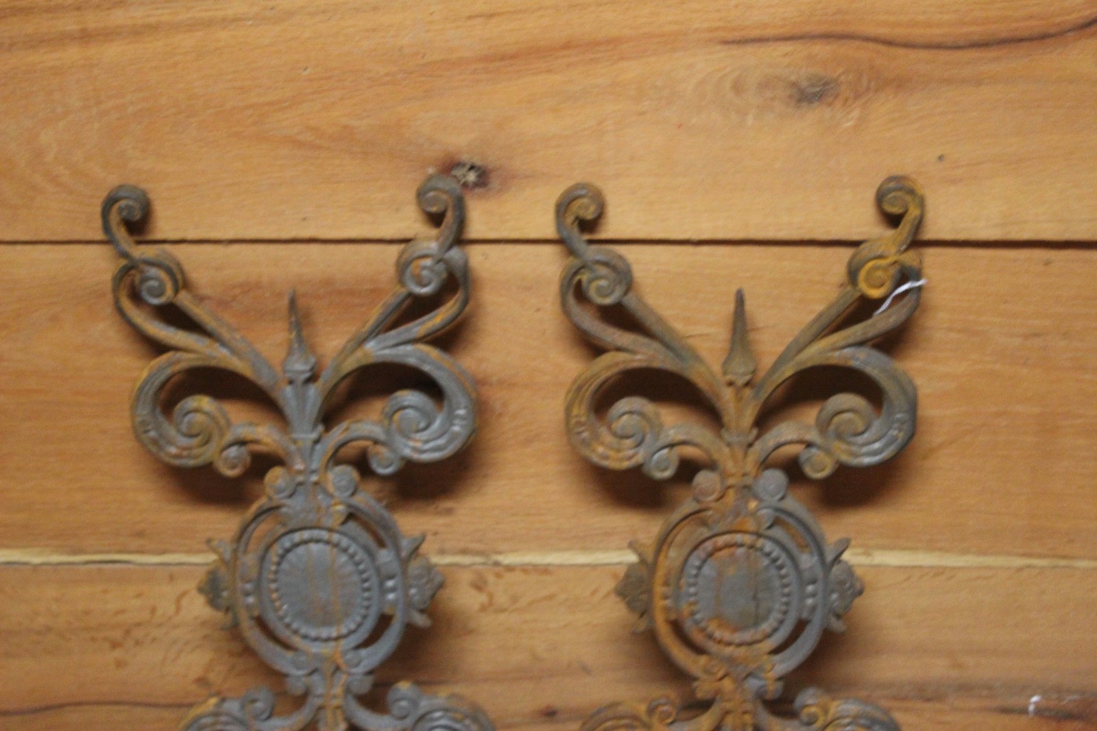 Two Victorian Cast Iron Ornate Fence or Gate Panel Antique Architectural