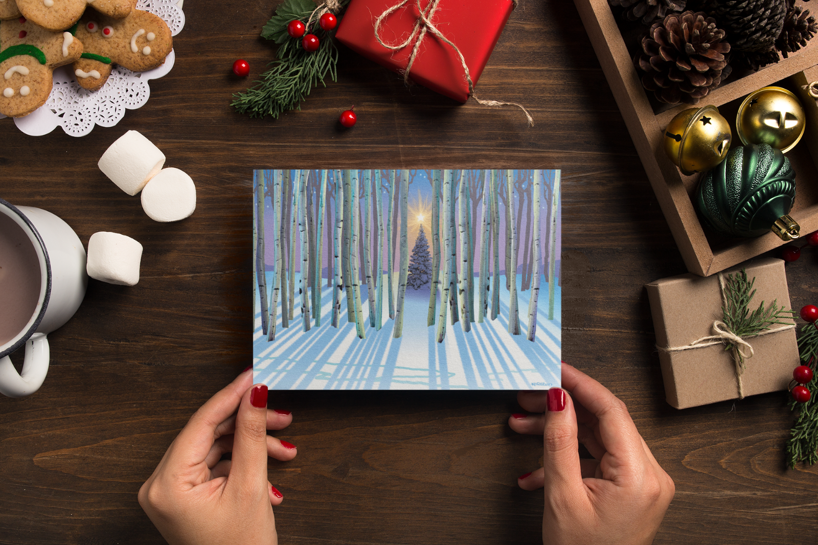 Forest Christmas Tree Card | 18 Boxed Holiday Cards & Envelopes | USA Made