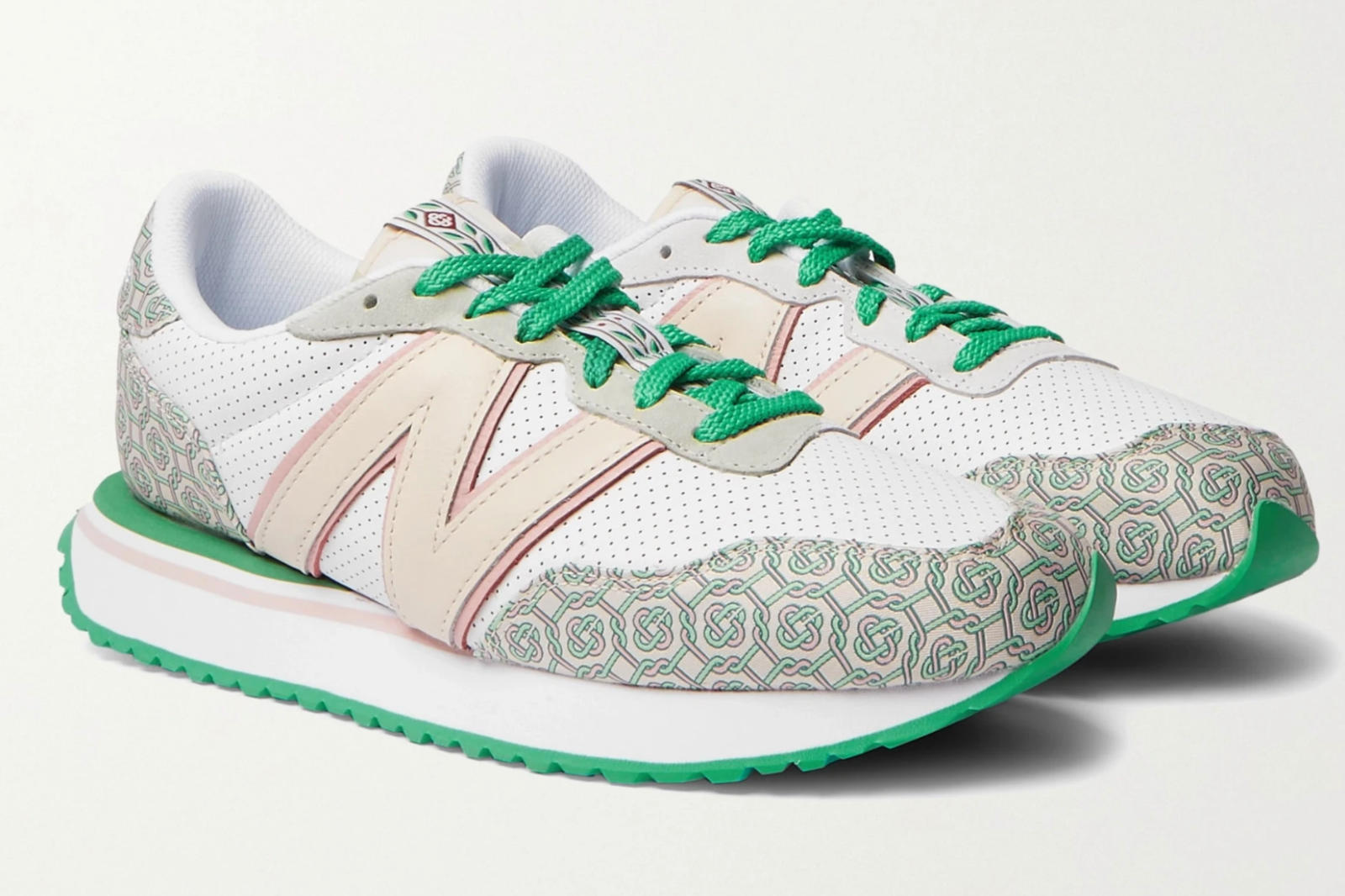 Pre-owned New Balance Balance + Casablanca 237 Suede-trimmed Leather Sneakers Shoes 42.5 In Multicolor