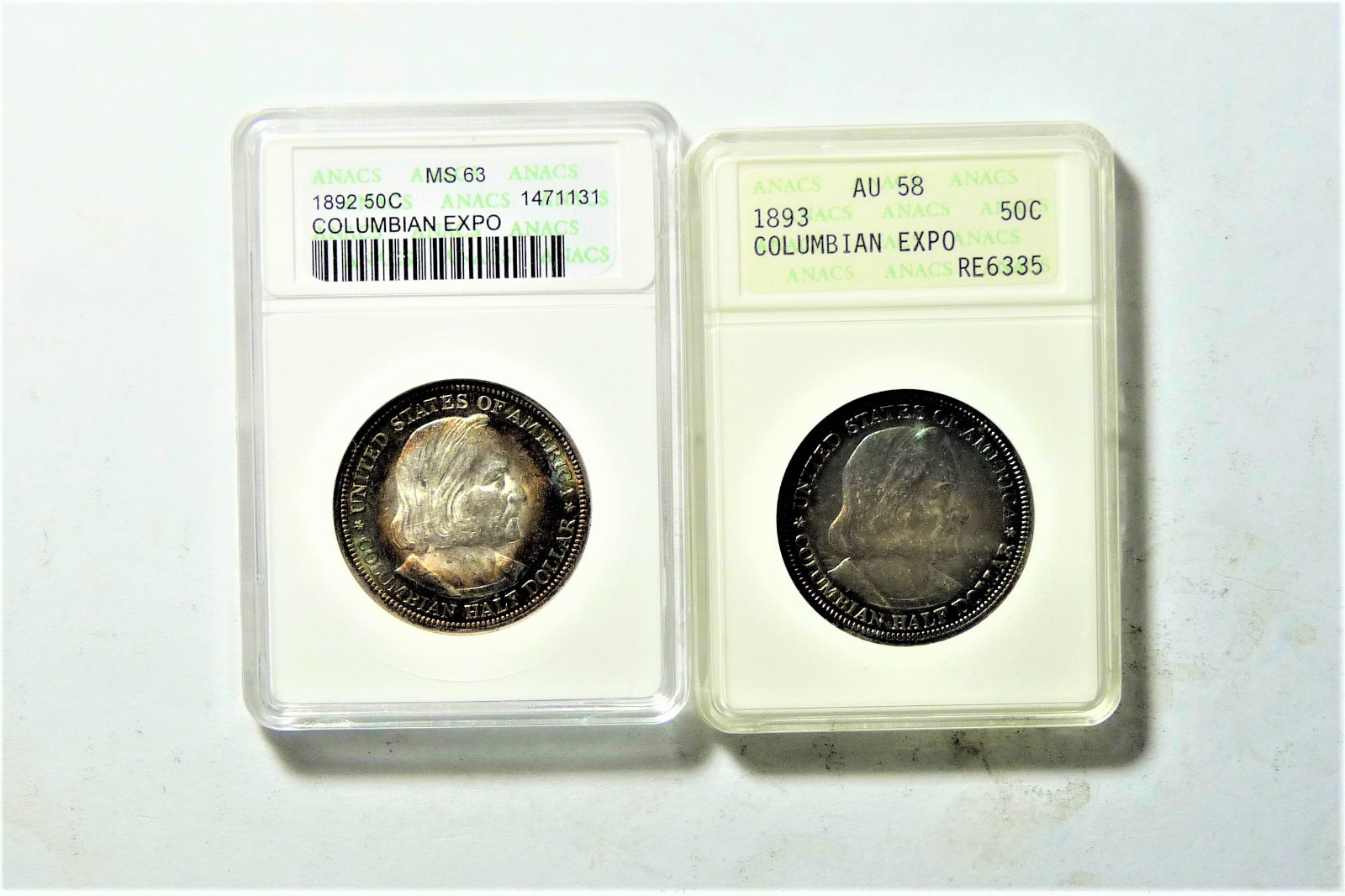 1892 1893 COLUMBIAN EXPOSITION HALF DOLLAR BEAUTIFUL TONING  ANACS COMM 005