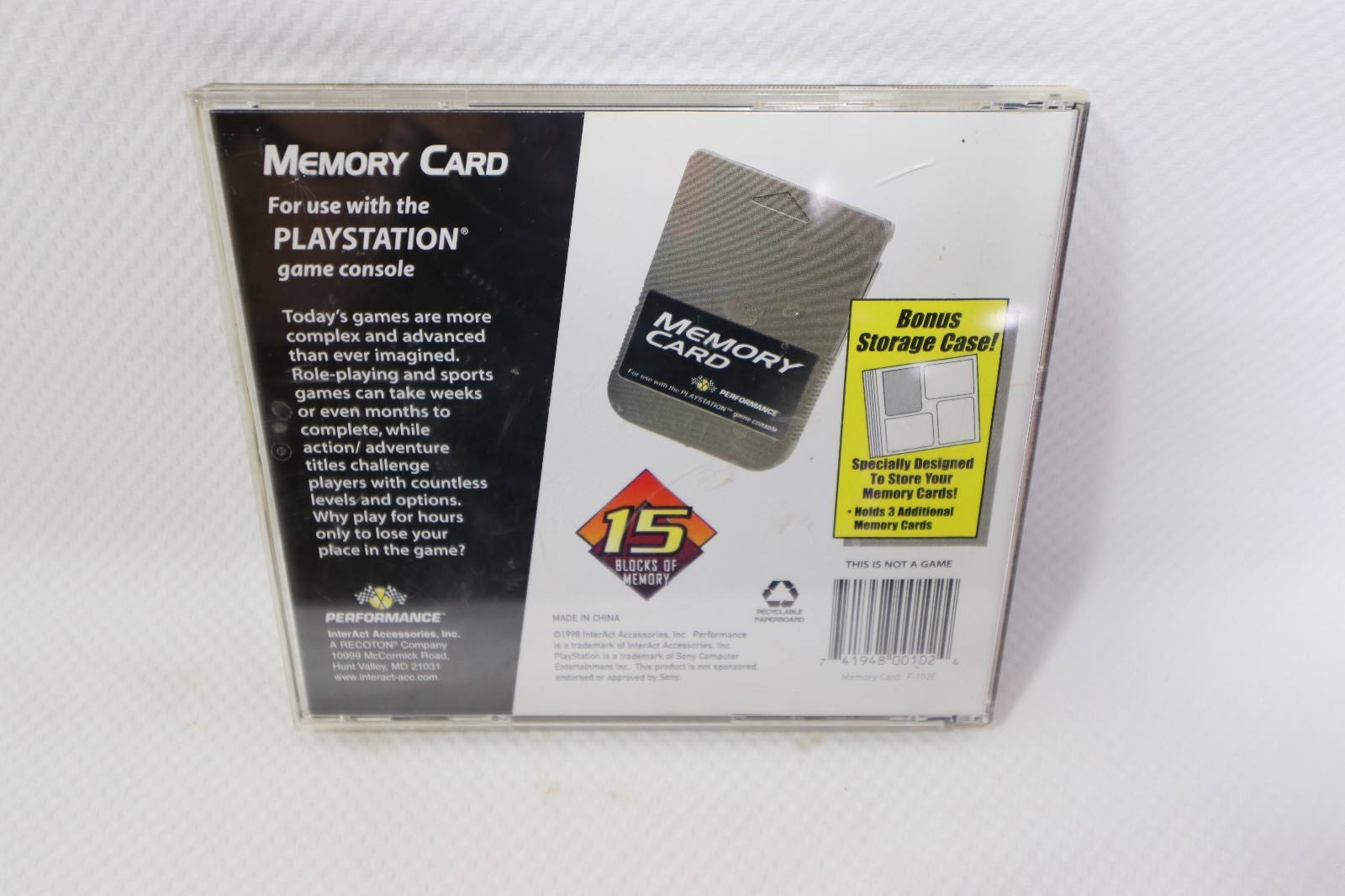 Lot of 3 Performance Memory Cards PS1 Sony Playstation 1 Mad Catz Storage Case