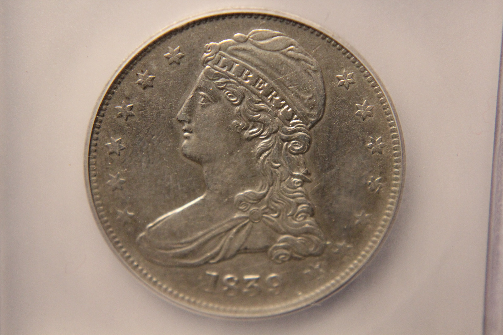1839   Cap Bust  Half Dollar ICG = AU 55