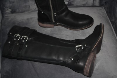Pre-owned Ugg Gillespie Tall Black Leather 7us $351