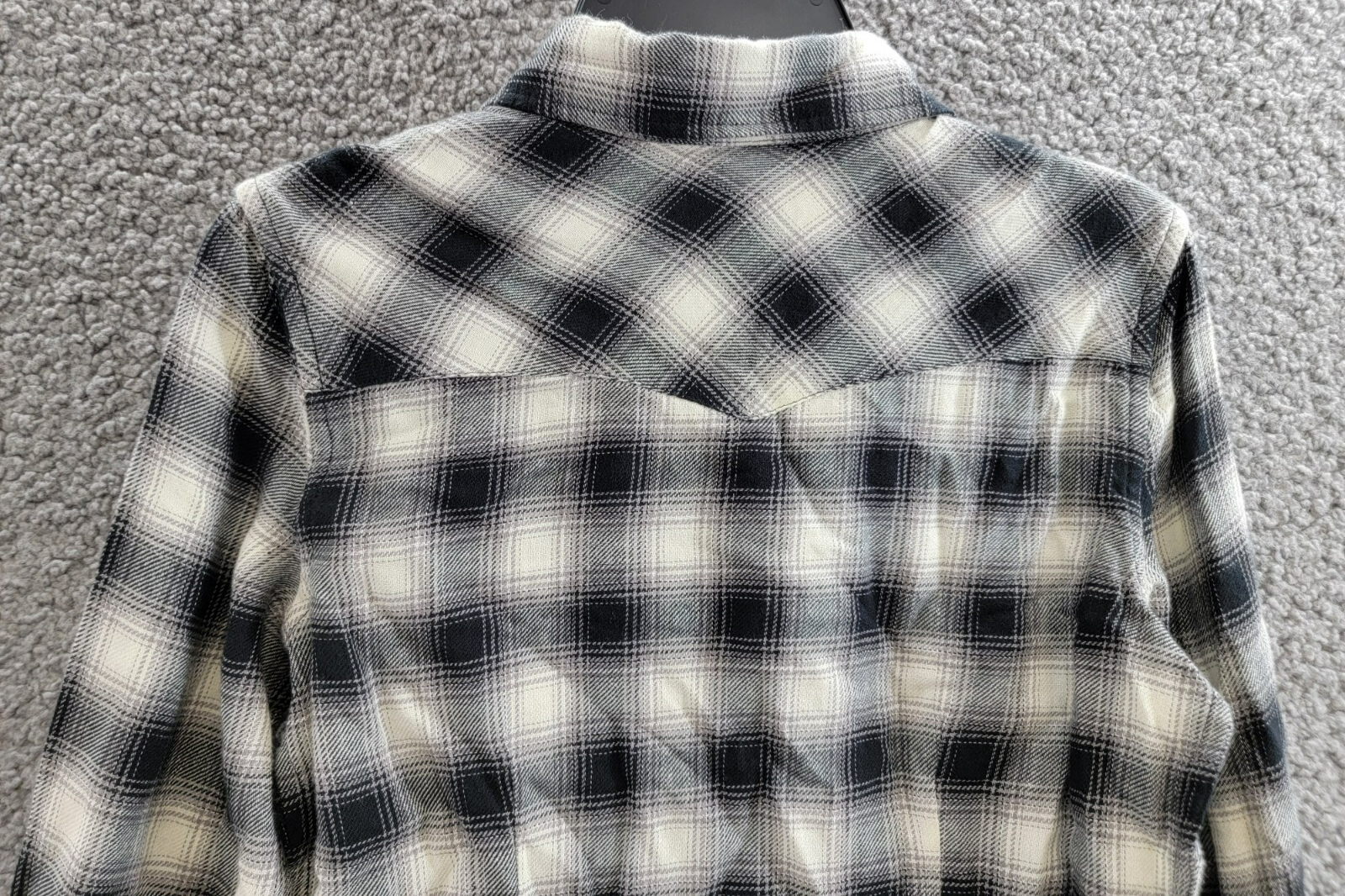 Polo Ralph Lauren Plaid Flannel Western Button Shirt Big Girls 10 Cream/Black - Picture 15 of 20