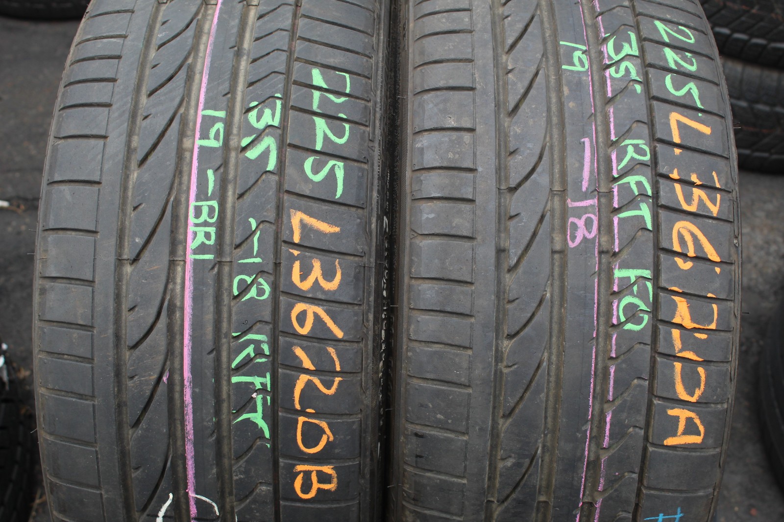 225 35 19 Bridgestone, RunFlat, Potenza, 88Y x2 A Pair 7.2mm (F1_tyres) FO L3620