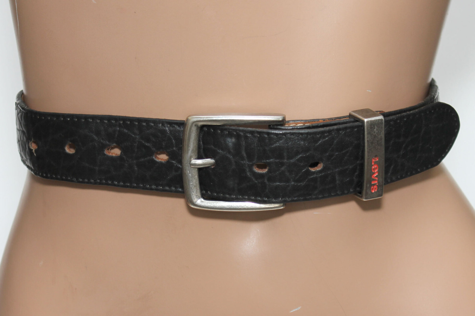 Vintage Tony Lama Black Leather Belt - Levi's Buckle - SIZE