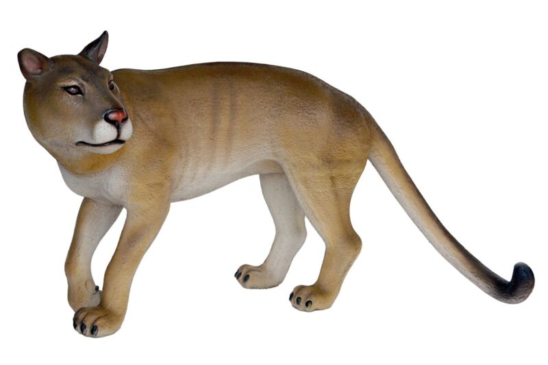 Brown Realistic Walking Cougar Life Size Statue