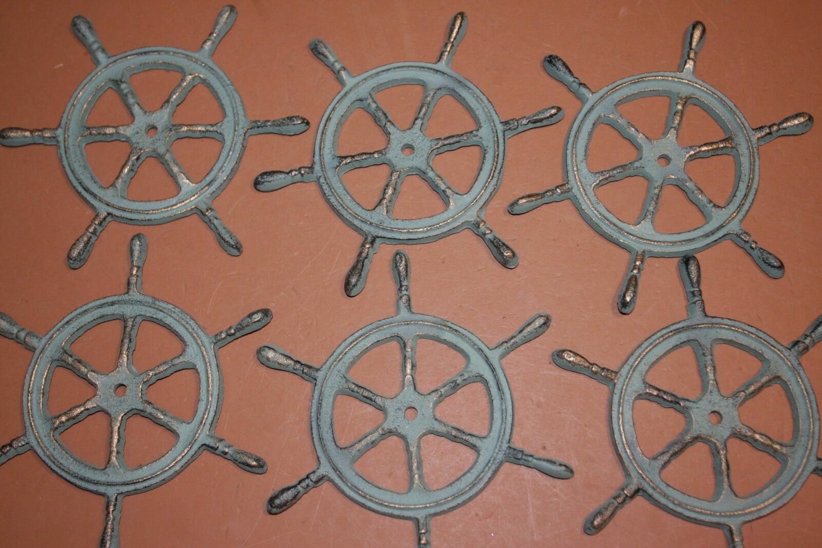 Sailboat Helm Wall Decor Plaques Christmas Gift Bronze Look Cast Iron, N-27