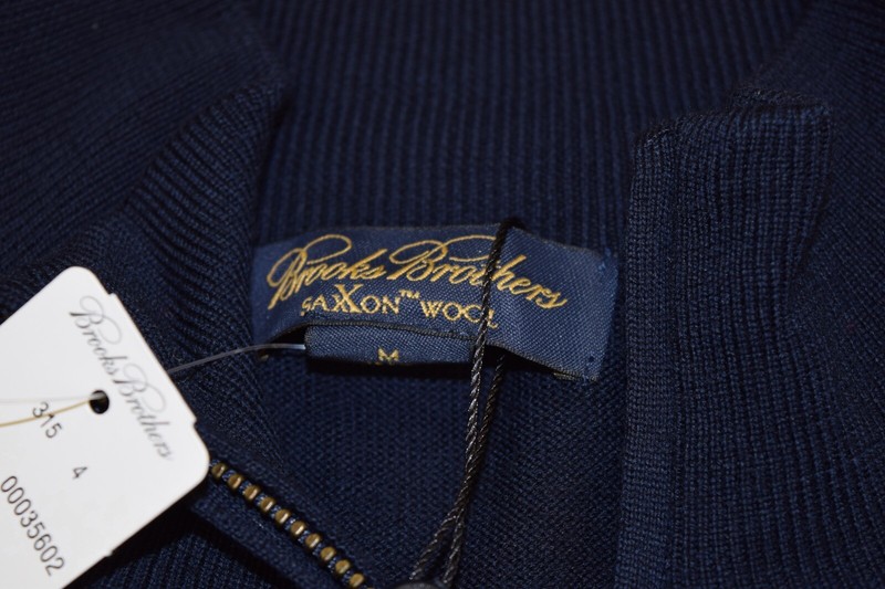 Brooks Brothers Saxxon Wool Half Zip Pullover Sweater Navy NWT