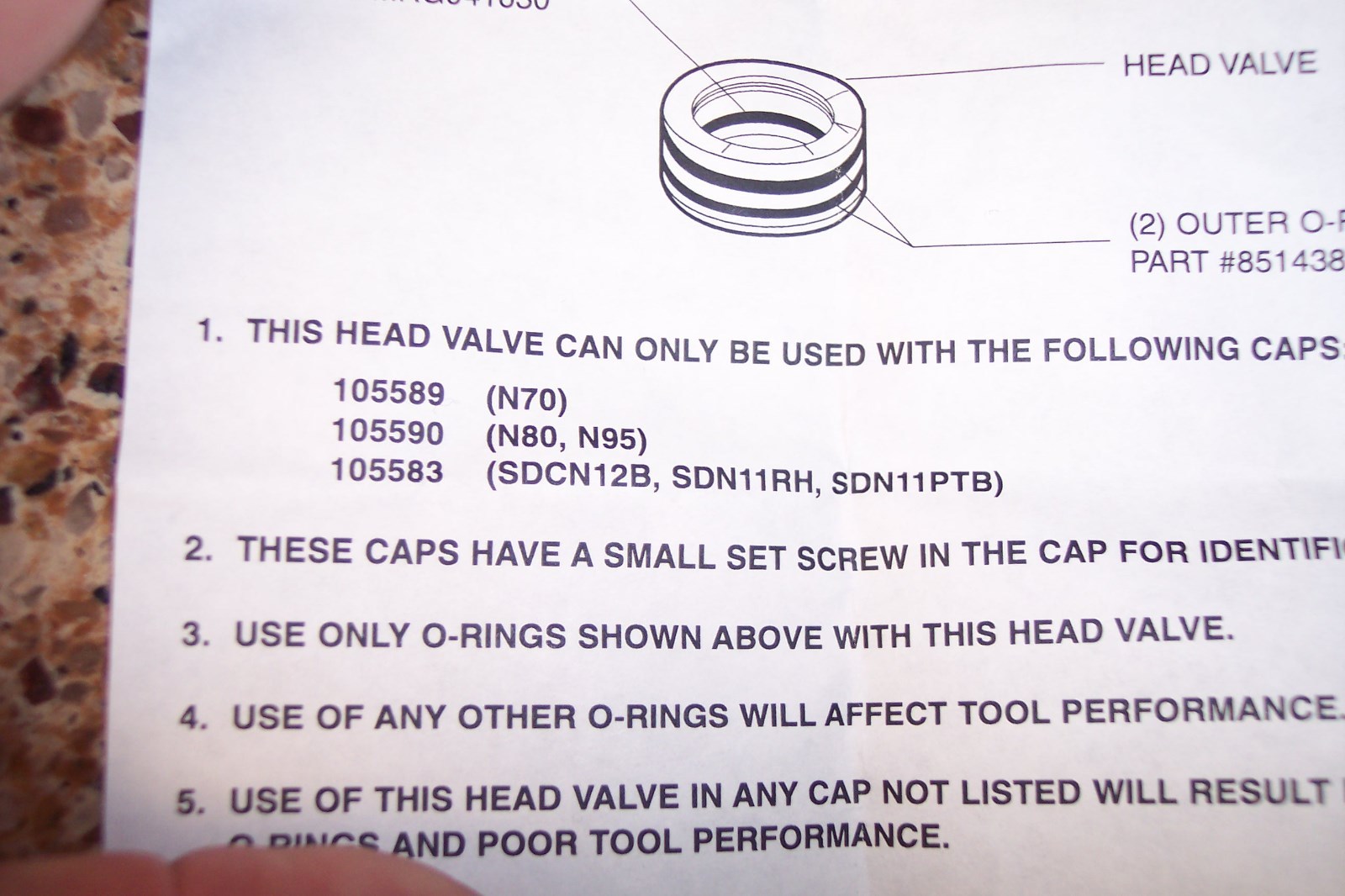 Bostitch Stanley 104059 Head Valve repair parts  NEW OEM n80 n95 SDN12b