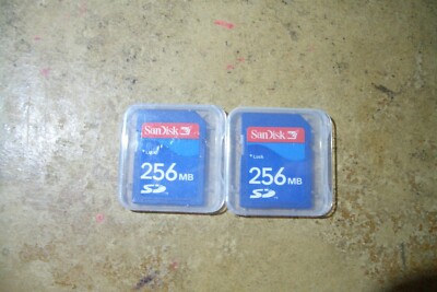 Qty=2 SD CARD SANDISK 256MB With Cases 