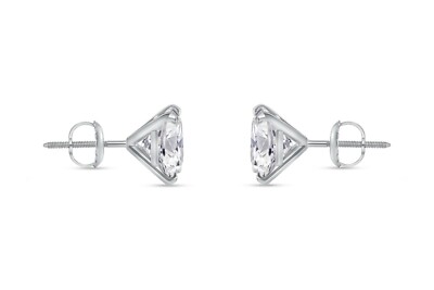 Pre-owned Shine Brite With A Diamond 3 Ct Princess Cut Earrings Studs Real Solid 14k White Gold Screw Back Martini In White/colorless