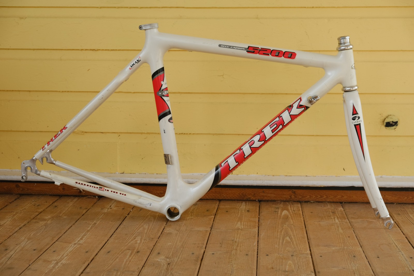Vintage Trek 5200 Road Bike Frameset 52cm Red/White Carbon Fiber