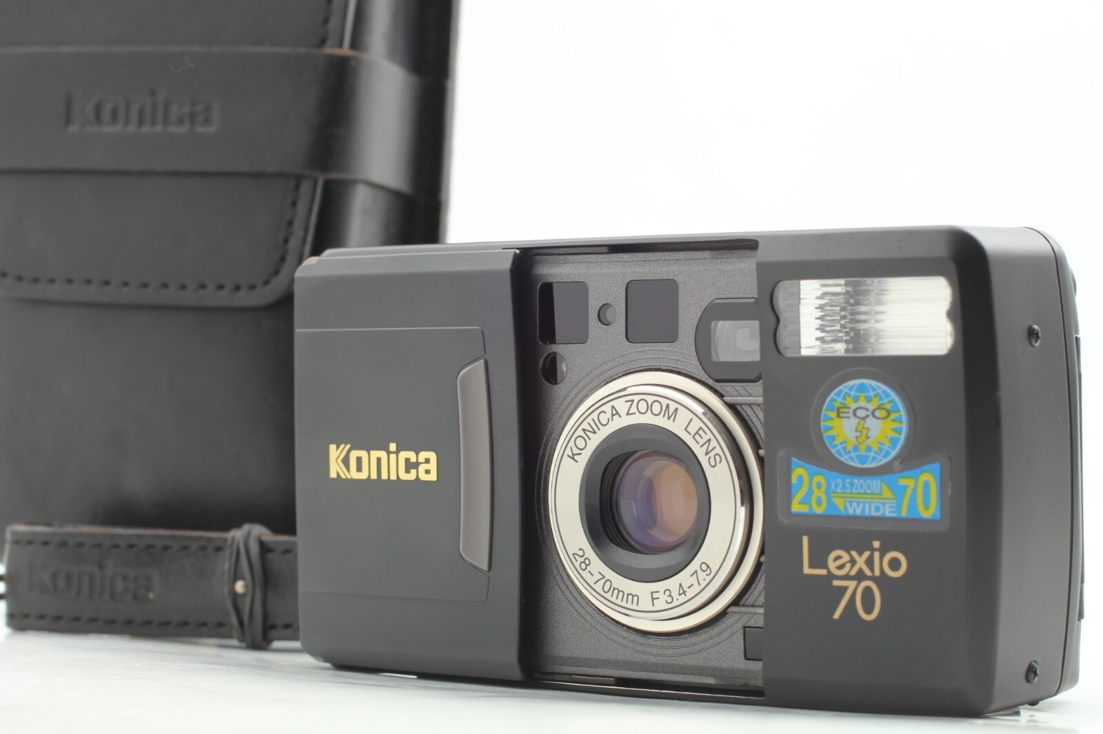 MINT w/ Case] KONICA LEXIO 70 Black Point & Shoot 35mm Film