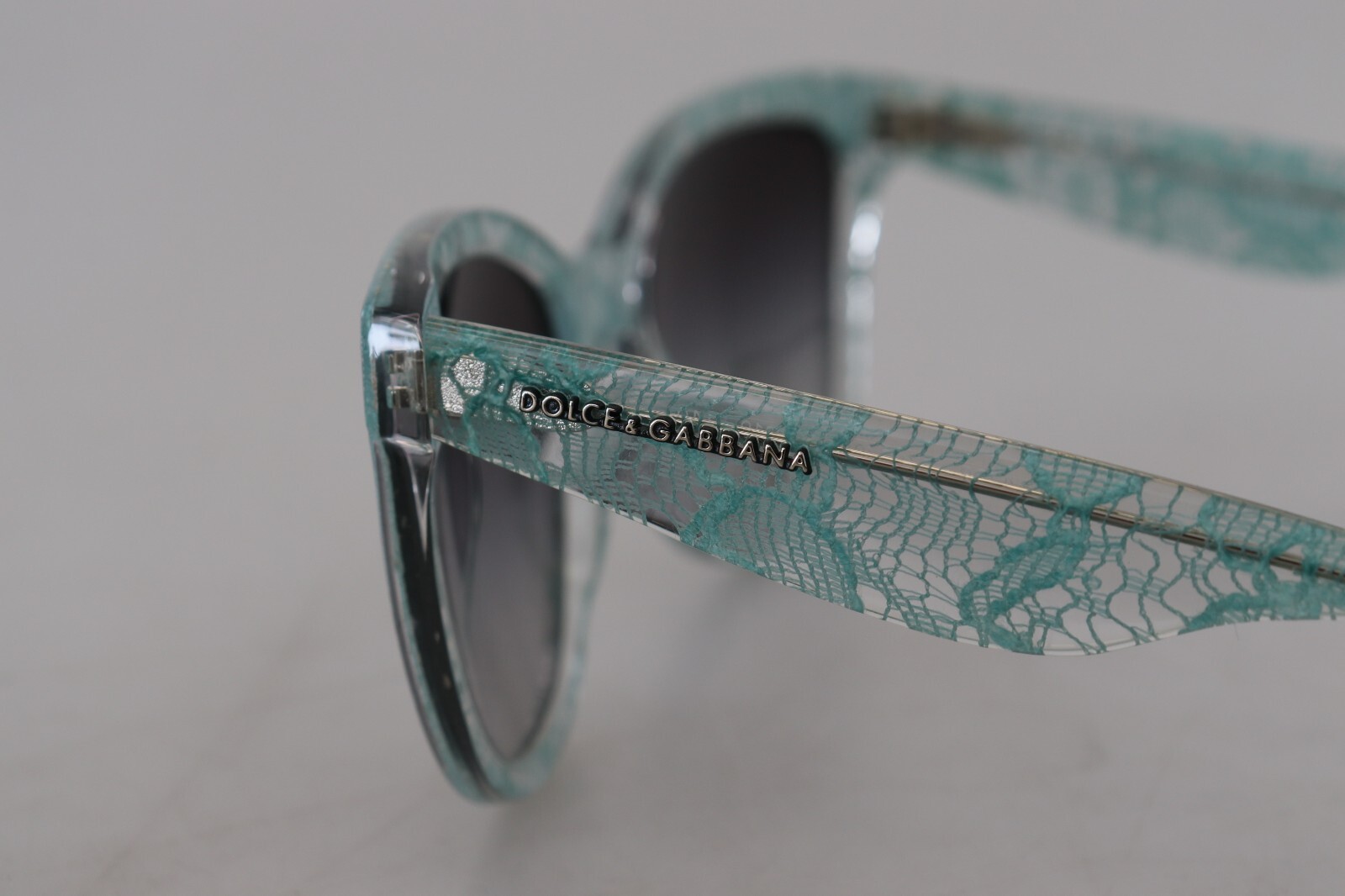 Pre-owned Dolce & Gabbana Sunglasses Dg4190 Blue Lace Acetate Crystal Round Rrp 450usd In Gray