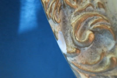 Vintage Pair of Oval Shaped Chalkware Wall Pictures Victorian Couple 15 1/2