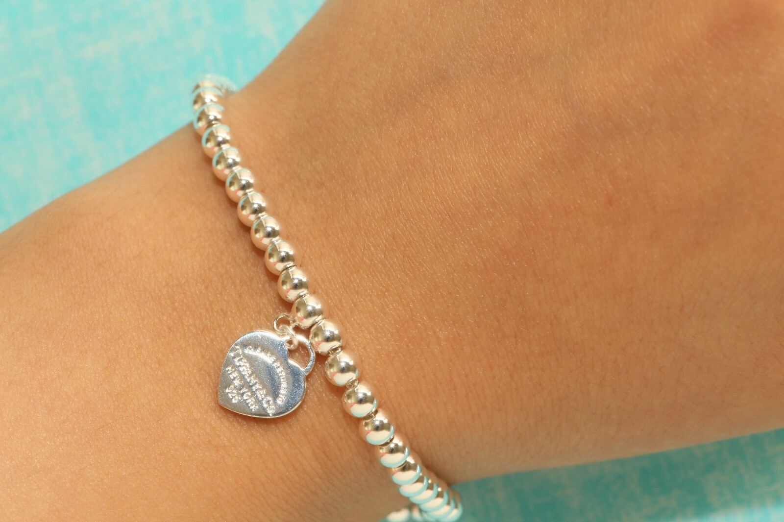Mini Heart Tag Bracelet Enamel 925 Solid Sterling Silver 18cm