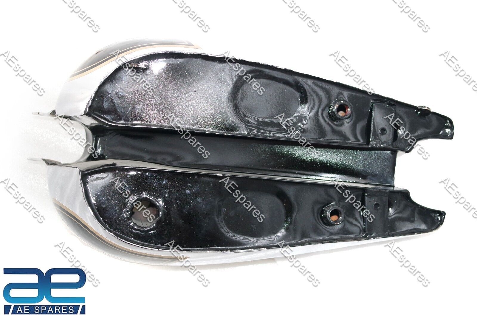 For BSA C10 C11 Black & Chrome Painted Steel Petrol Fuel Gas Tank 