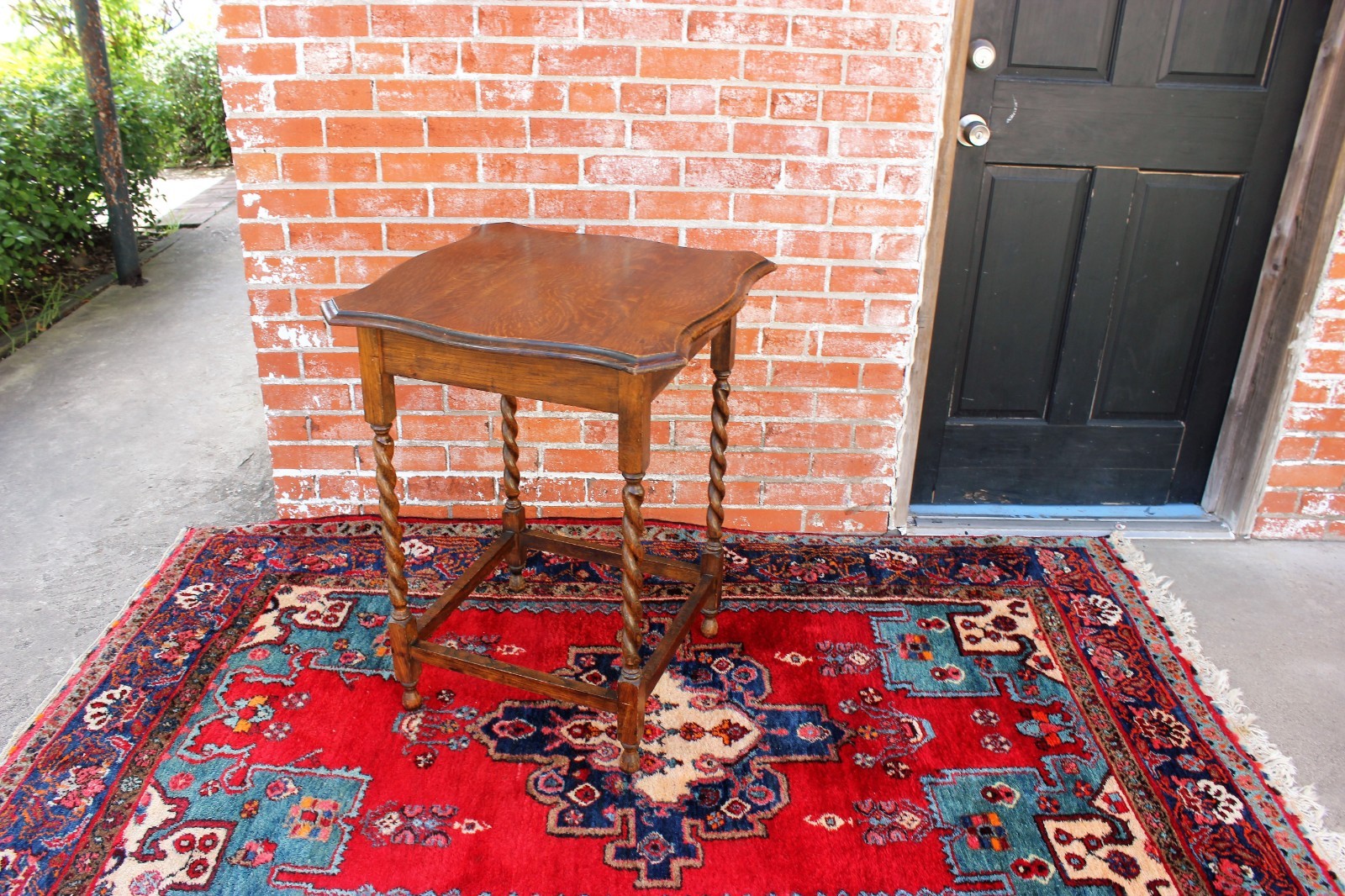 English Antique Oak Barley Twist Small Side Table | Living Room Furniture