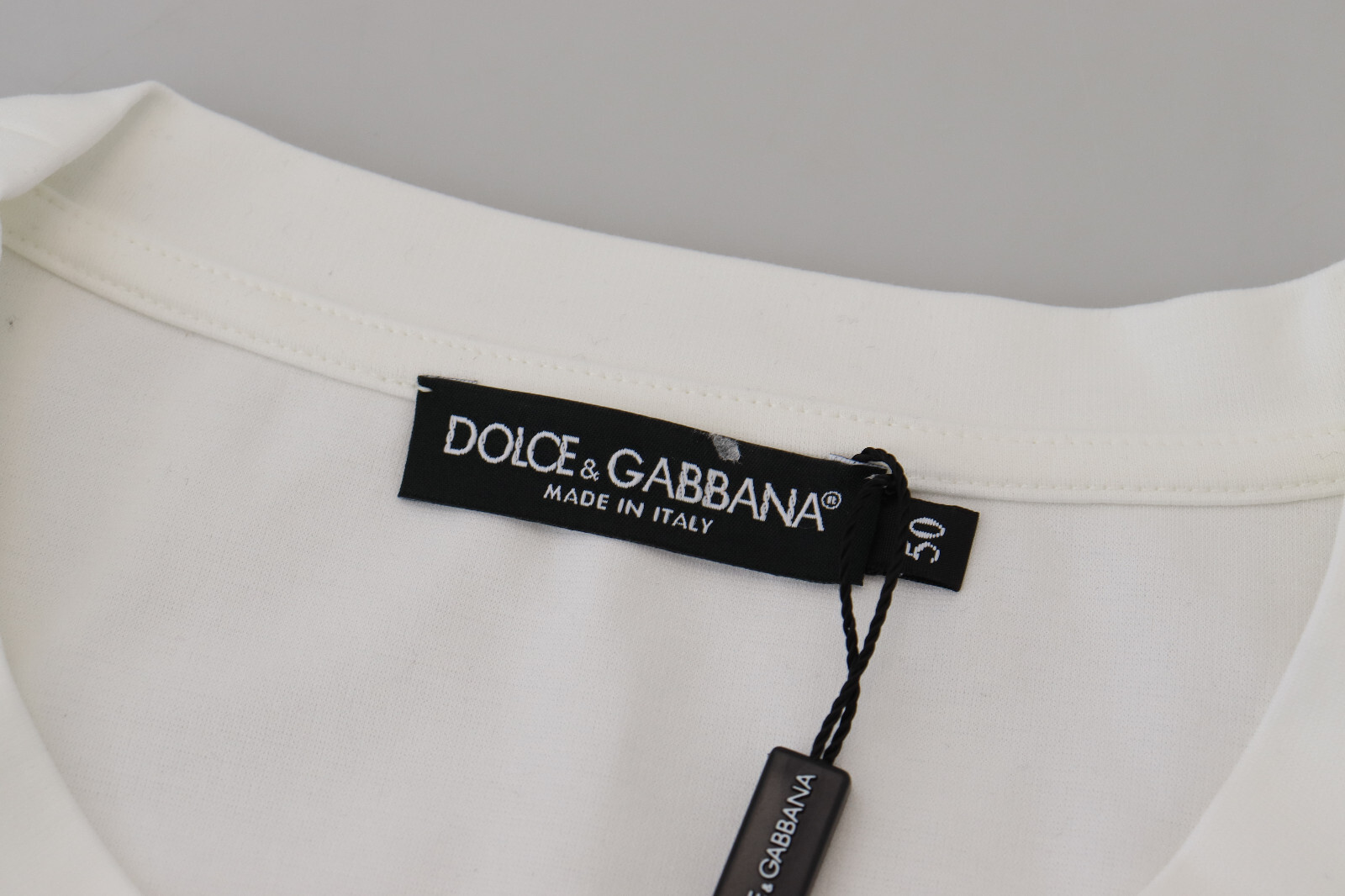 Pre-owned Dolce & Gabbana T-shirt White Logo Print Cotton Crewneck It46 /us36 / S Rrp $660