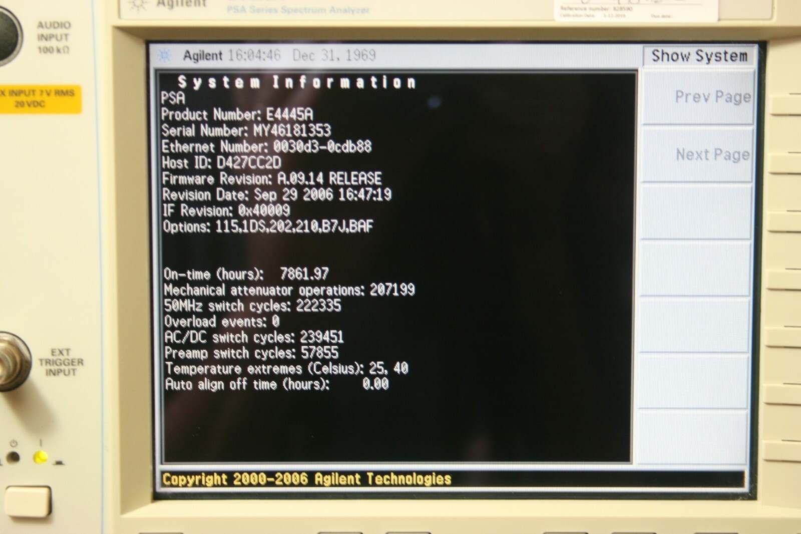 Agilent Keysight E4445A PSA Spectrum Analyzer, 3Hz-13.2Ghz, Calibrated, Warranty