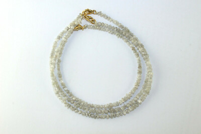 Pre-owned Big-diamonds Grey Rough Uncut Diamond Beads Bracelet With 18k Gold Lobster Clasp 2.50-3.00 Mm In Gray