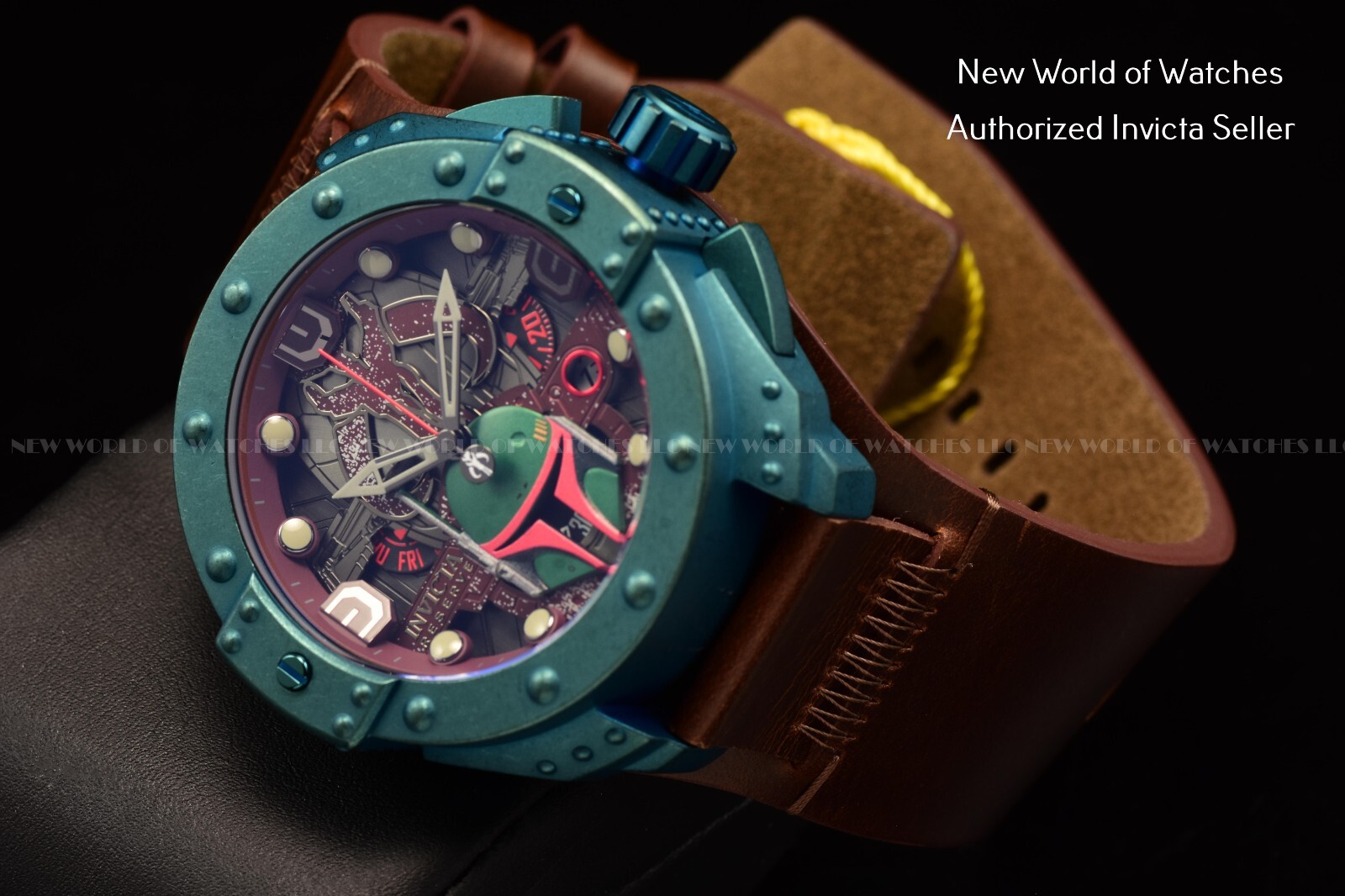 Pre-owned Invicta Men's Star Wars Boba Fett Multicolor Dial 52mm Brown Leather Watch 44298