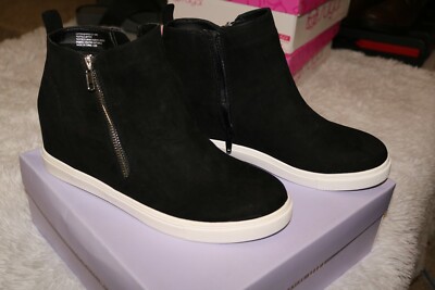 Madden Girl Womens Piperr Black Wedge Sneaker Shoes 10M Retail $69.99