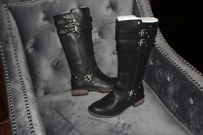 Pre-owned Ugg Gillespie Tall Black Leather 7us $351