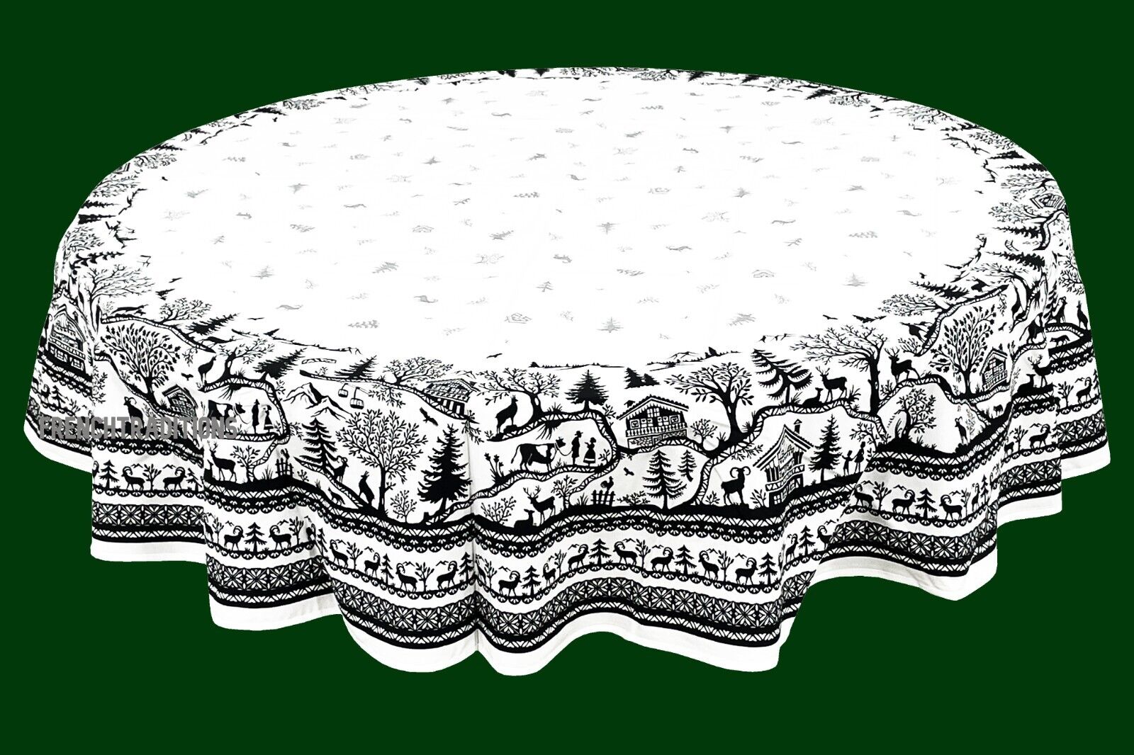 French Provencal Coated Tablecloth Swiss Theme In the Jura M