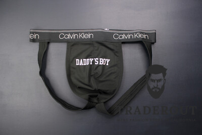 H.E.Arts DADDY'S BOY custom print CK men black microfiber jockstrap underwear