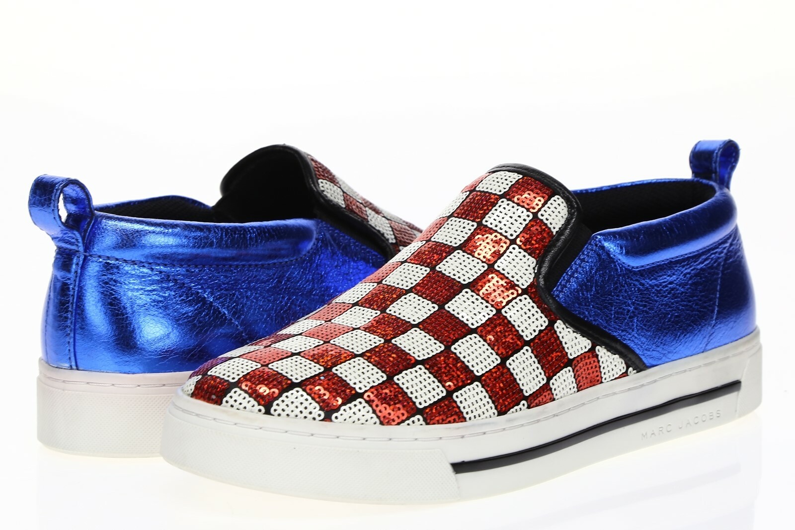 Marc Jacobs Delancey Womens Multi Color Leather Sequins Slip On Sneakers Size 37