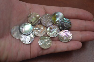 24 PCS ROUND ABALONE SHELL BLANK SEWING BUTTONS 20MM #3063