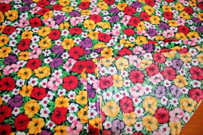 Table Runner Bright Pansies Floral Design 100% Cotton Handmade 16 X 40 NEW