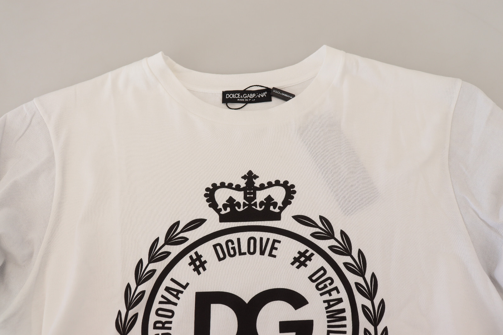 Pre-owned Dolce & Gabbana Sweater White Blue Dg Crown Pullover It50 / Us40 / L Rrp 460usd