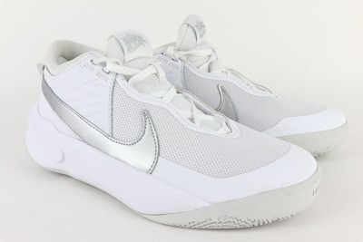 Nike Big Kid's Team Hustle D10 (GS) Basketball Shoes - White/Metallic - Size 6Y
