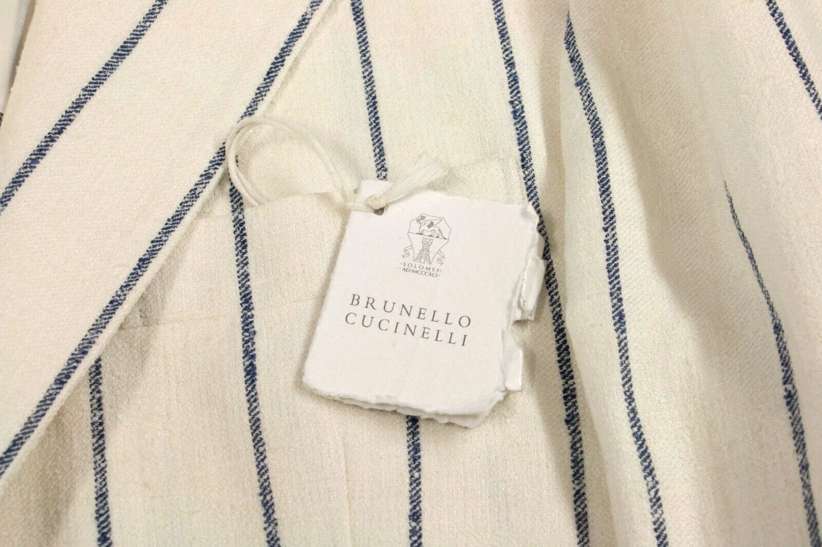 Pre-owned Brunello Cucinelli $7295  Men's Chalk Stripe 2-piece Suit Size 50/ 40us A248 In Beige + Navy Print