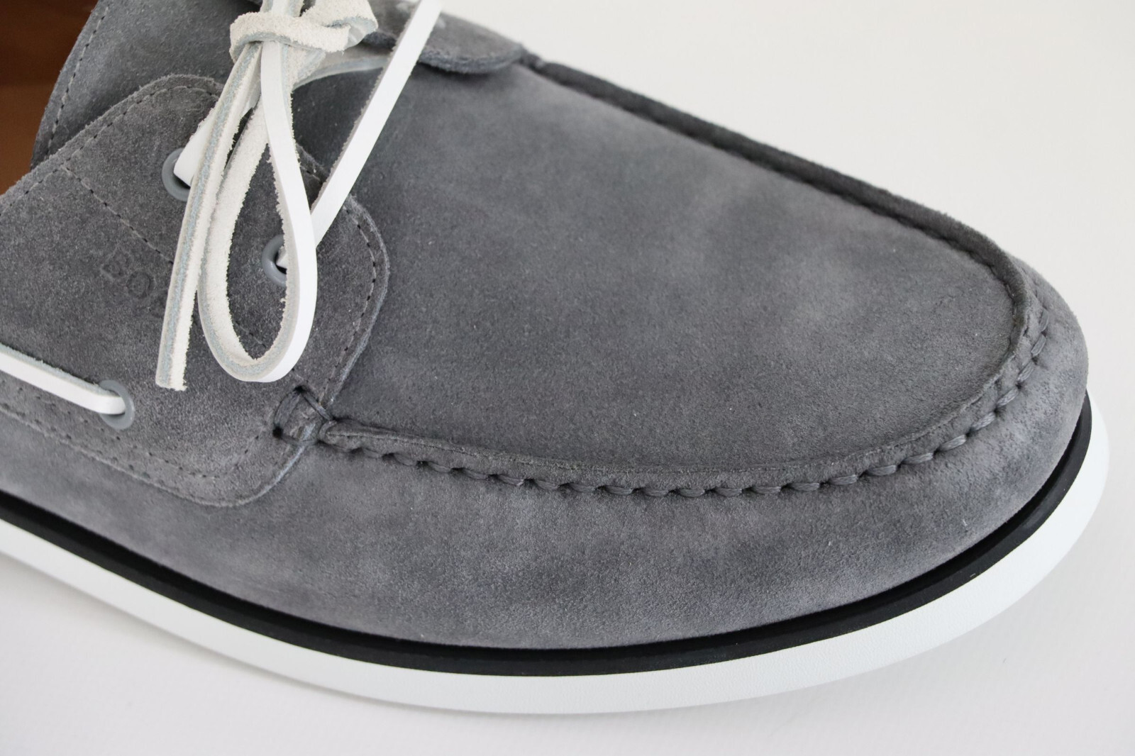 Pre-owned Hugo Boss Boat Shoes, Mod. Bannie_derb_sd, Size 44 / Us 11, Medium Grey In Gray